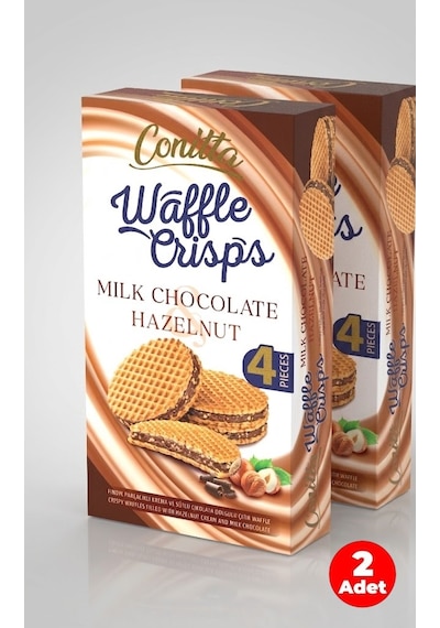 Conitta Waffle Crisps Fındık Kremalı Ve Sütlü Çikolatalı Çıtır Gofret 100 Gr. 2 Adet