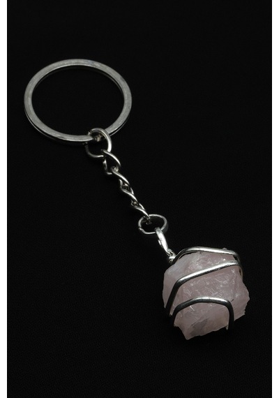 Pembe Kuvars Doğal Taş Anahtarlık - Anh-0153