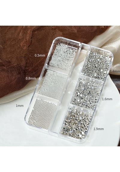 6lı Tırnak Metal Havyar Ve Parlak Süs Taşları 3 Boy Nail Art Süsleme Taşları Wn-524
