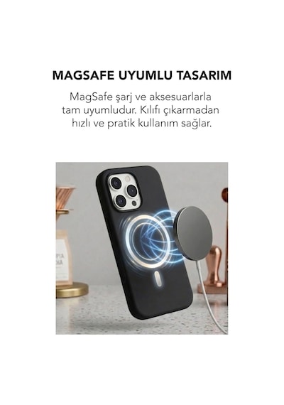 Apple İphone 15 Pro Max Uyumlu Magsafe Lansman Silikon Kılıf Siyah