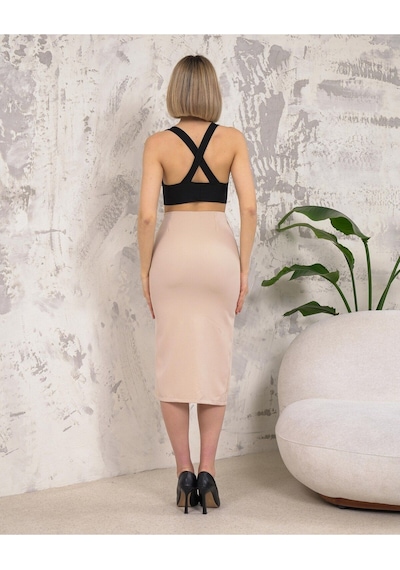 Hgfashion Önü Büzgülü Yırtmaçlı Etek Taş