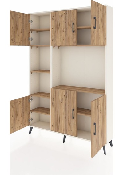Arges Dolap 9 Raflı 6 Kapaklı 132x30x195 Aytaşı-çam/çam Aytaşı
