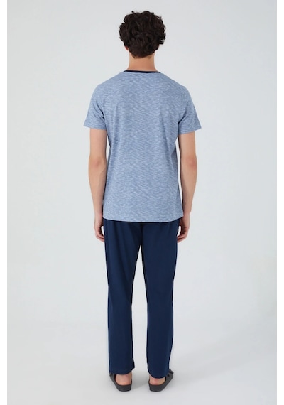 Arnetta 2532 Erkek Kısa Kol Pijama Takım Indigo Mavi Indigo - Mavi