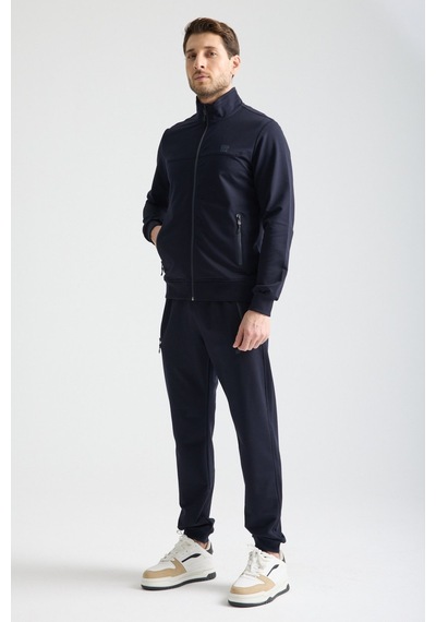 Shooter Sportswear Shooter Erkek Luxe Eşofman Takımı Rahat Kalıp Manşetli Minimal Logo Lacivert