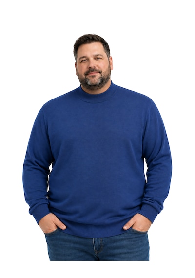 Battalmoda Erkek Büyük Beden İndigo Yarım Balıkçı Triko Kazak 3xl-4xl-5xl-6xl