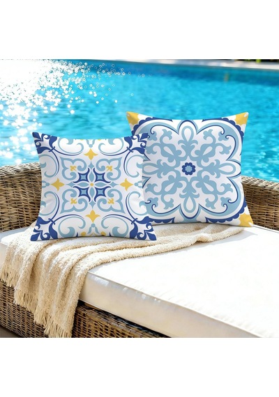Tr Dış Mekan Yastık Kılıfları 4'lü Set Su Geçirmez Dış Mekan Dekoratif Kırlent Kılıfları Boho Kanepe Kanep Genel