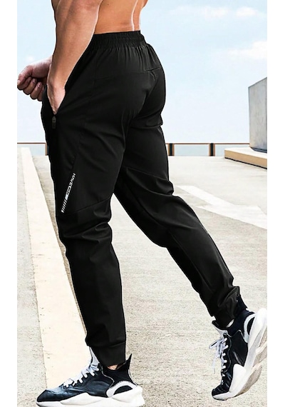 Ghassy Co. Erkek Run Ultra Hafif Egzersiz Aktif Joggers Spor Dar Paça Eşofman Altı 001 Siyah