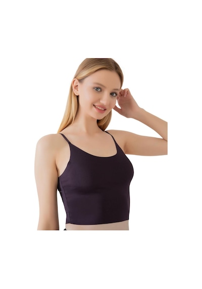 İnce Askılı Dikişsiz V Yaka İz Yapmaz Büstiyer/croptop Siyah