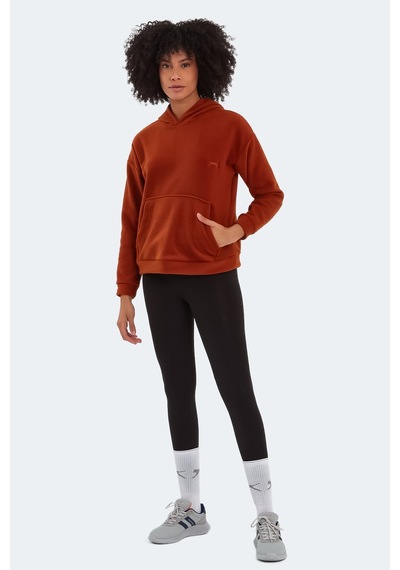 Slazenger Sassa In Kadın Kapüşonlu Cepli Kiremit Polar Çok Renkli