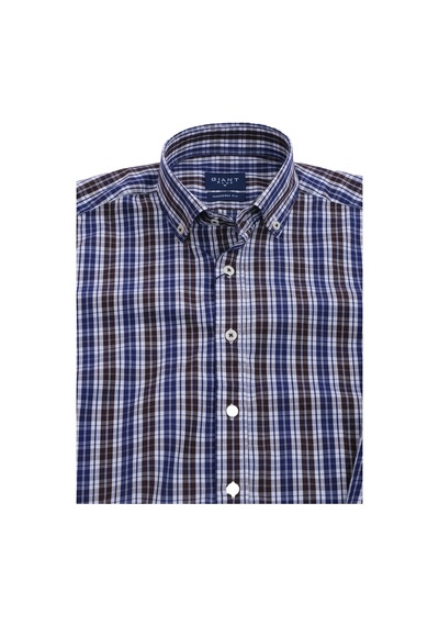 Giant Erkek Uzun Kol Kareli Gömlek - Modern Fit Günlük İş Lacivert