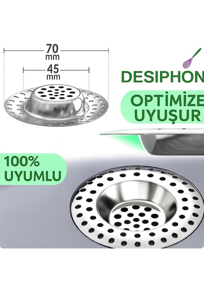 2'li 304 Kalite Paslanmaz Çelik Lavabo Süzgeci Tıkanıklık Önley