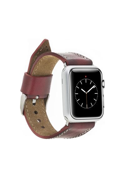 Apple Watch Uyumlu Deri Kordon 42-44-45mm Sm25 Bordo Diğer