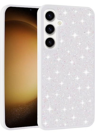 Galaxy A55 Uyumlu Kılıf Parlak Taşlı Tasarım Zore Pırlanta Kapak - Beyaz Beyaz