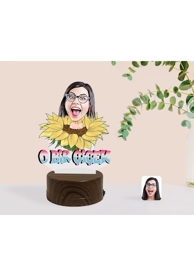 Kişiye Özel Kadınlar Günü Karikatürlü Dekoratif 3D Biblo Led Işık(481493048) Çok Renkli