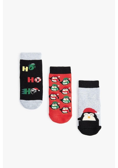 Koton Erkek Bebek Yılbaşı Temalı Penguen Detaylı Pamuklu Havlu Çorap Seti Çok Renkli