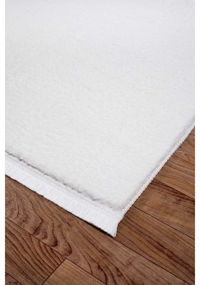 Valeryhome Vl Comfort Düz Saçaklı Peluş Düz Yolluk Ekru Düz Saçak Ekru