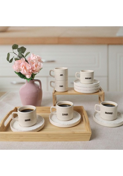 Deep Collection Mottolu Stackable Çay Takımı 12 Parça 6 Kişilik 22650-55 çok renkli