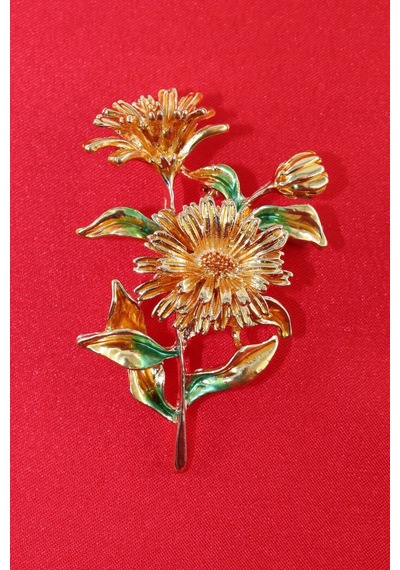 Gerbara Papatyası Broş. Yaka İğnesi Gerbara Papatyası Broş. Tasarım Broş. Kadın Broş. Papatya Broş. Gold