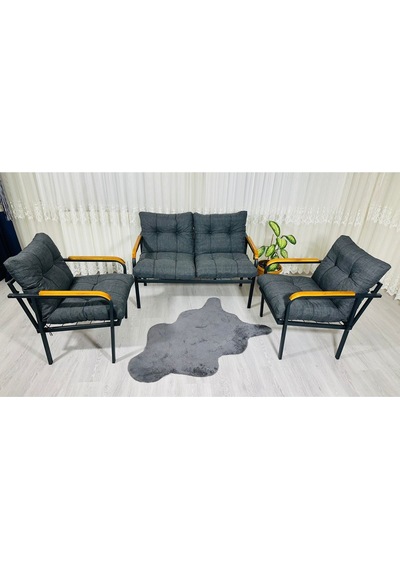 Madame Home Kalanşo Balkon, Bahçe,teras,cafe - Salon - Metal Kanepe Koltuk Takımı Çay Seti 2+1+1 Antrasit Madame Home Kalanşo Balkon, Bahçe,teras,cafe - Salon - Metal Kanepe Koltuk Takımı Çay Seti 2+1+1 Antrasit