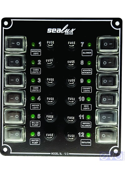 Sealux 12'Li Dikey Küçük . Izoleli. Switch Panel. Sigortalı