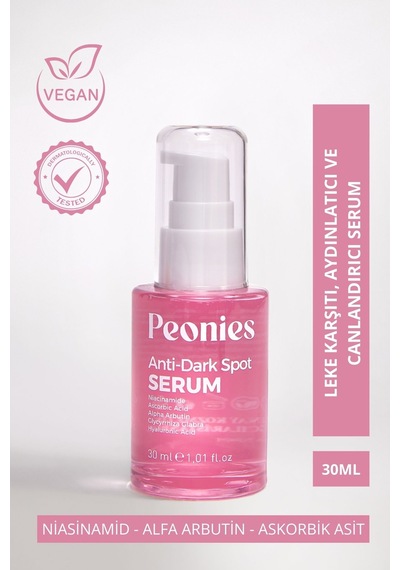Peonies Dark Spot Serum Leke Karşıtı Aydınlatıcı Serum C Vit Arbutin Niasinamid Tüm Ciltler