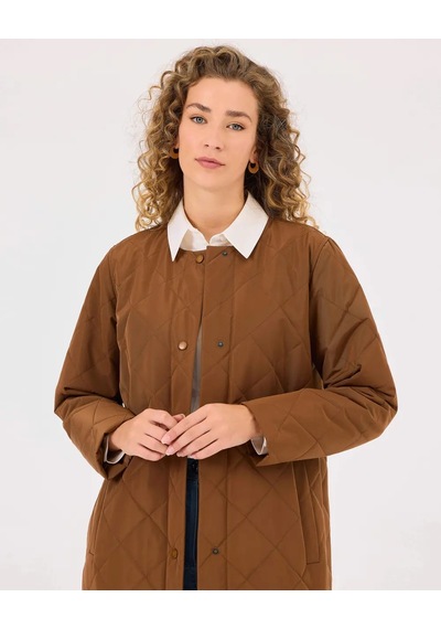 Scl Kadın Çıt Çıt Düğmeli Kapitone Anorak Kaban 10002421411003 Taba