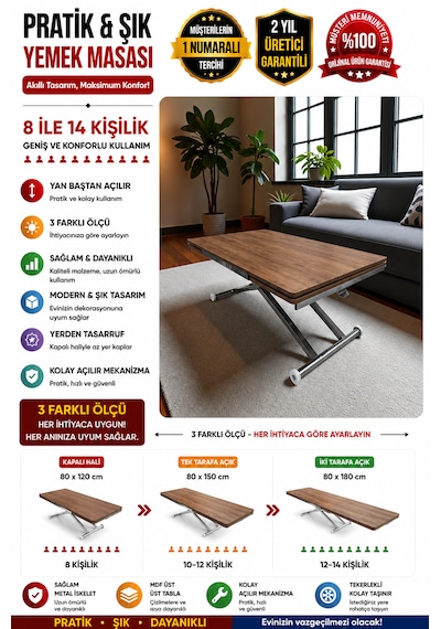 Yan Baştan Açılır Akıllı Masa Üst Tabla Mdf Yüksekliği Ayarlanabilir Pratik Krom Kaplama Ceviz Yan Baştan Açılır Akıllı Masa Üst Tabla Mdf Yüksekliği Ayarlanabilir Pratik Krom Kaplama Ceviz