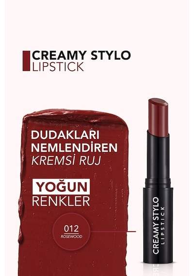 Flormar Yarı Parlak Stick Ruj- Creamy Stylo Lipstick -012 Rosewood-8682536013727
