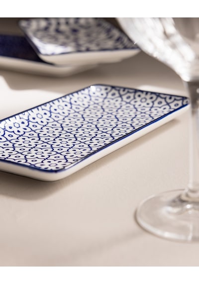 Madame Coco Reve Bleu Mais Dikdörtgen Tabak Seti - 22 Cm - Mavi/beyaz 8684427358405 Çok Renkli