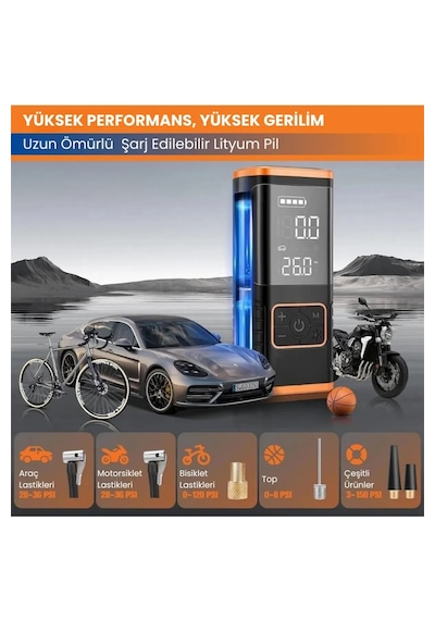 Enshall 5588 5400 Mah+şarjlı Çakmaklıklı Taşınabilir Kompresör Enshall 5588 5400 Mah+şarjlı Çakmaklıklı Taşınabilir Kompresör
