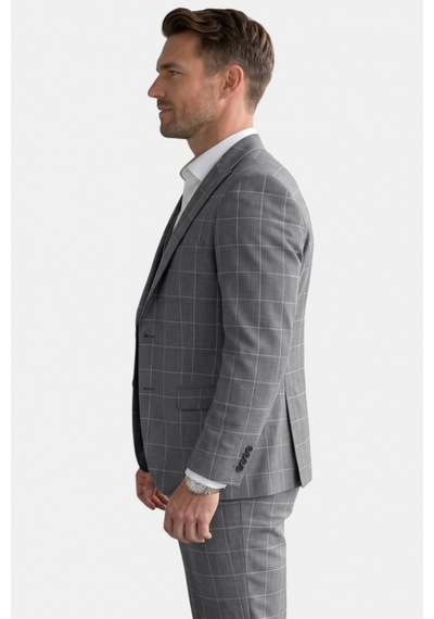 Deepsea Erkek Koyu Gri Slim Fit 3 Lü Takım Elbise Yelekli Ekose Desenli Çift Düğme Takım Elbise 2600501 Deepsea Erkek Koyu Gri Slim Fit 3 Lü Takım Elbise Yelekli Ekose Desenli Çift Düğme Takım Elbise 2600501