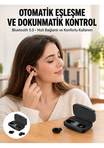 Tws Bluetooth Kulaklık 5.0 Bluetooth Bağlantılı Dokunmatik Kontrol Özelliği Yeni Nesil Mh-hs3411-4484