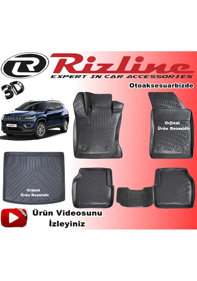Jeep Compass 3D Havuzlu Paspas+Bagaj Havuzu 2017 Sonra Rizline N11.14014