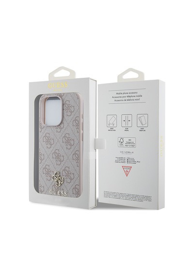 Apple Uyumlu iPhone 15 Pro Kılıf Guess Lisanslı Magsafe Şarj Özellikli Small 4g Classic Pembe