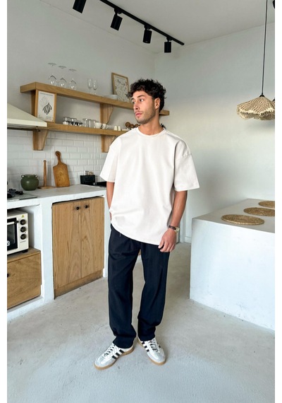 Basic Oversize Tişört Taş Rengi Taş