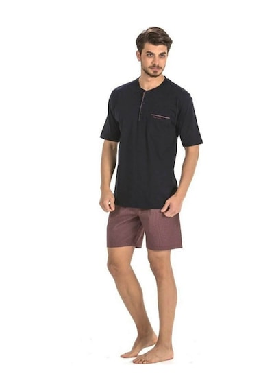 Pierre Cardin 5li Penye Robdöşambr Damat Pijama Set 5560 Lacivert