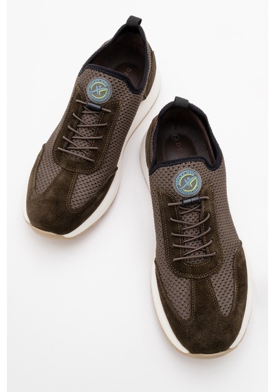 Dericlub Erkek Esnek Taban Fileli Comfort Ayakkabı Gerçek Deri Cr 2677 Haki