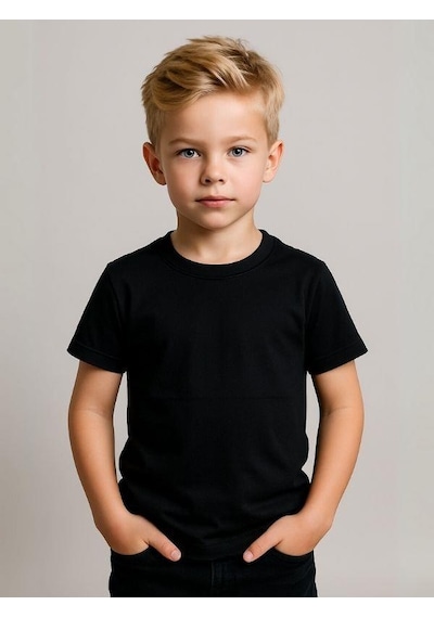 Zekids Çocuk Pamuklu Basic Kısa Kollu T-shirt-16083 SIYAH