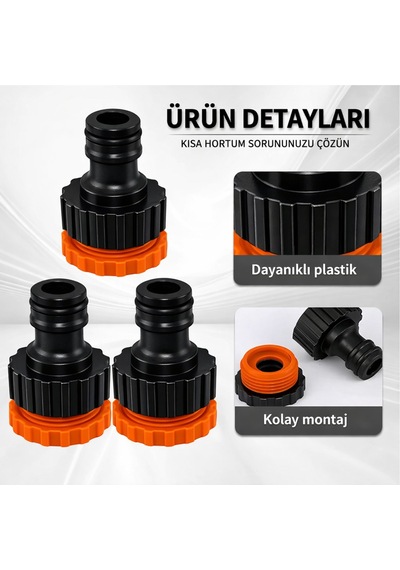 Musluk Adaptörü 1/2'' - 3/4'' Bahçe Sulama Musluk Ucu Bağlantı Aparatı 2 Adet Universal Uyum 1