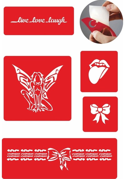 Enhavalı Yaşa Sev Gül Geçici Dövme Kına Şablonu 5'li