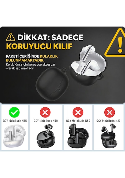 Caseonn Qcy Melobuds N65 Kılıf Askı Aparatlı Mat Silikon Beyaz