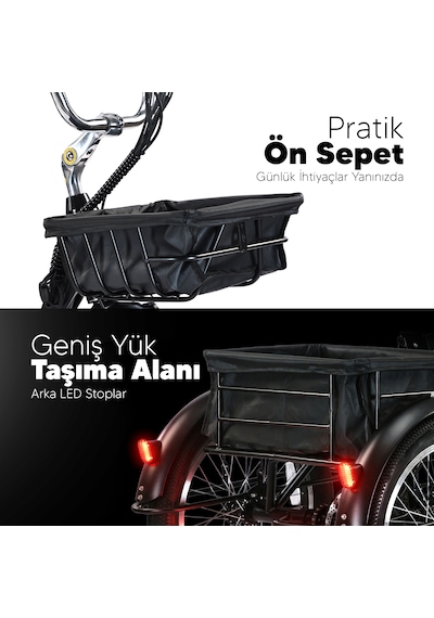 Stradacycles E-VIBE Hidrolik Disk Üç Tekerlekli Elektrikli Bisiklet