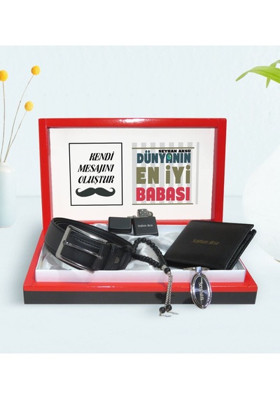 Kişiye Özel Dünyanın En İyi Babası Tasarımlı Mesajlı Kutuda Cüzda N11.6075