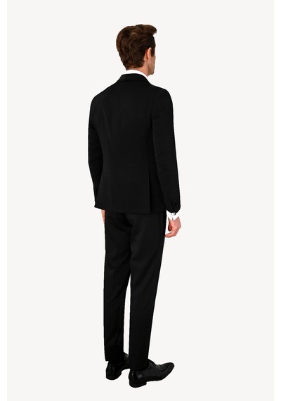 Erkek Siyah Slim Fit Şal Yaka Yelekli Damatlık