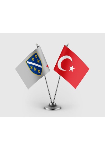 Bosna Hersek 1992-1998 Bayrağı Ve Türkiye Bayrağı İkili Saten Masa Bayrağı Takımı Diğer