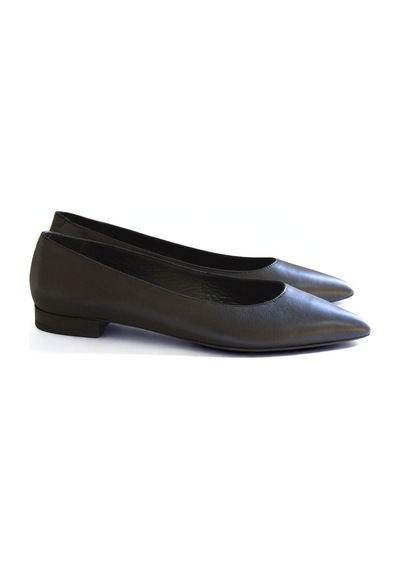 Ne&ve Shoes Siyah Hakiki Deri Sivri Burun Şık Ve Rahat Günlük Babet