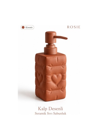 Rosıe Kiremit Renk Kalp Dokulu Kare Seramik Sıvı Sabunluk 350 Ml Karışık