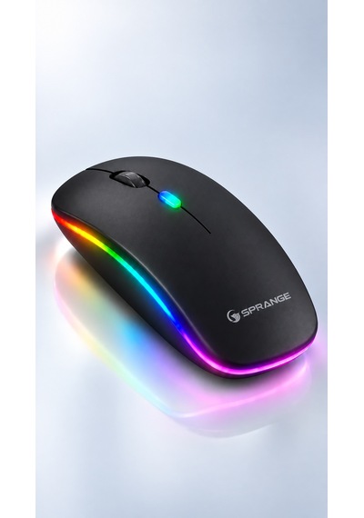 Rgb Işıklı Şarj Edilebilir Çift Modlu Kablosuz Mouse Bluetooth + 2.4ghz Wireless Sr-m1 Siyah Diğer