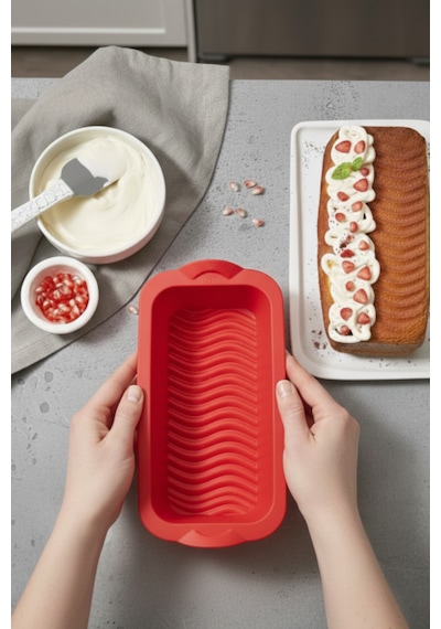 Silikon Fırın - Airfryer Baton Kek Kalıbı - Ekmek Kalıbı - Çok Amaçlı Pişirme Matı Karışık