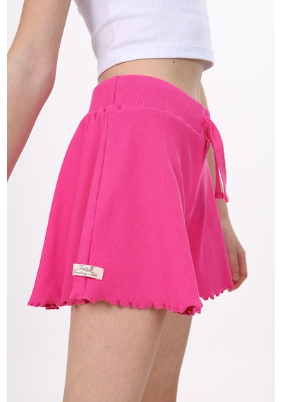 Toontoy Kids Toontoy Kız Çocuk Beli Lastikli Basic Fitilli Şort - Paça Detaylı Fuşya